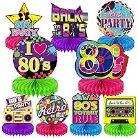 9 Pieces 80's Retro Party Supplies 1980 Party Honeycomb Centerpieces for Tables Decorations 80s Hippie Theme Party Table Topper Decorations for 1980s Birthday Baby Shower Party Suplies