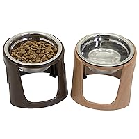 SportPet Food Bowls_Raised Stainless Steel Bowl_Gravity Feeder and Waterer,Brown