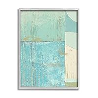 Stupell Industries Seafoam Blue Abstract Rustic Shapes Geometric Collage, Designed by Suzanne Nicoll Gray Framed Wall Art