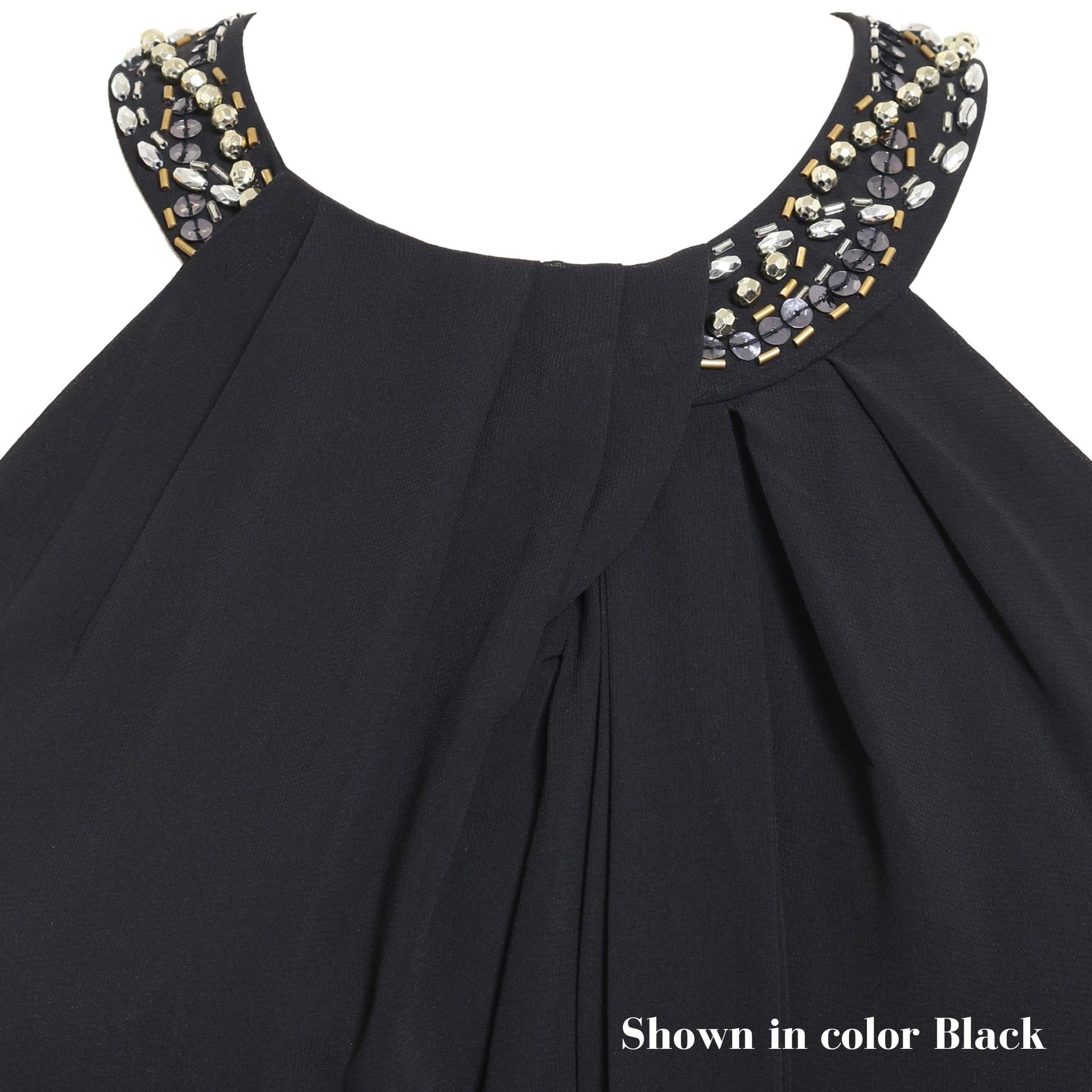 S.L. Fashions Women's Jewel Neck Halter Dress (Petite and Regular)