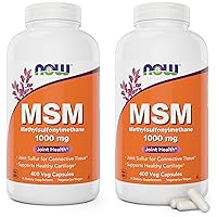 Now MSM 1000mg, 400 Veg Capsules (Pack of 2) Methyl-Sulphonyl-Methane, Made in USA, Sulfur Supplement, Joint Health, Non-GMO, Vegan/Vegetarian Friendly