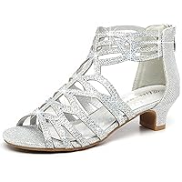 Girls High Heels Dress Pump Sandals Glitter Wedding Flower Party Princess Shoes for Kids Toddler