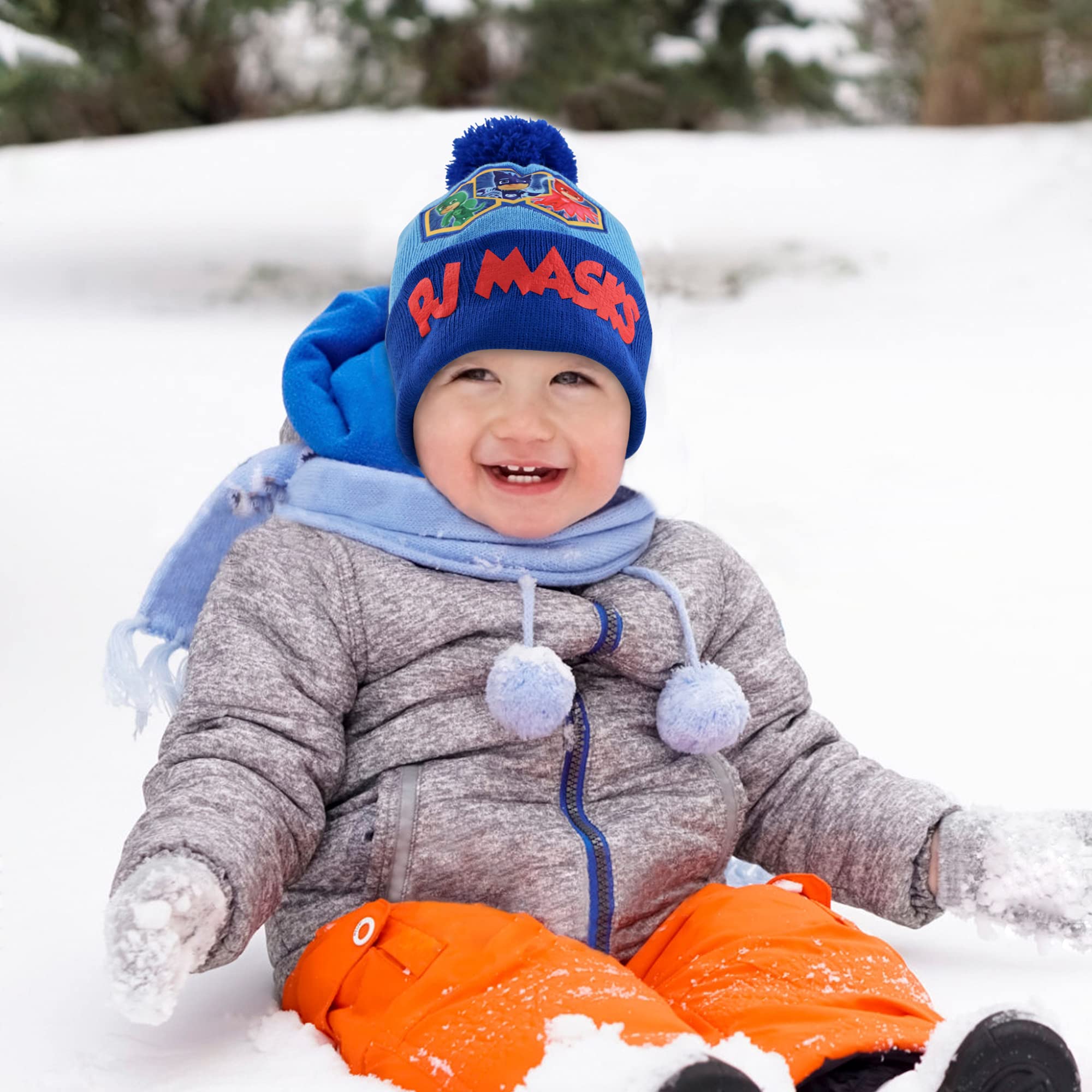 PJ Masks Boys' Winter Accessory Hat and Mittens Set, Toddler Beanie for Kids Ages 2-4