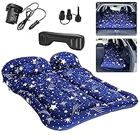 SUV Air Mattress Camping Bed Cushion Pillow, Inflatable, Car Portable Bed Back Seat (Starry Blue)