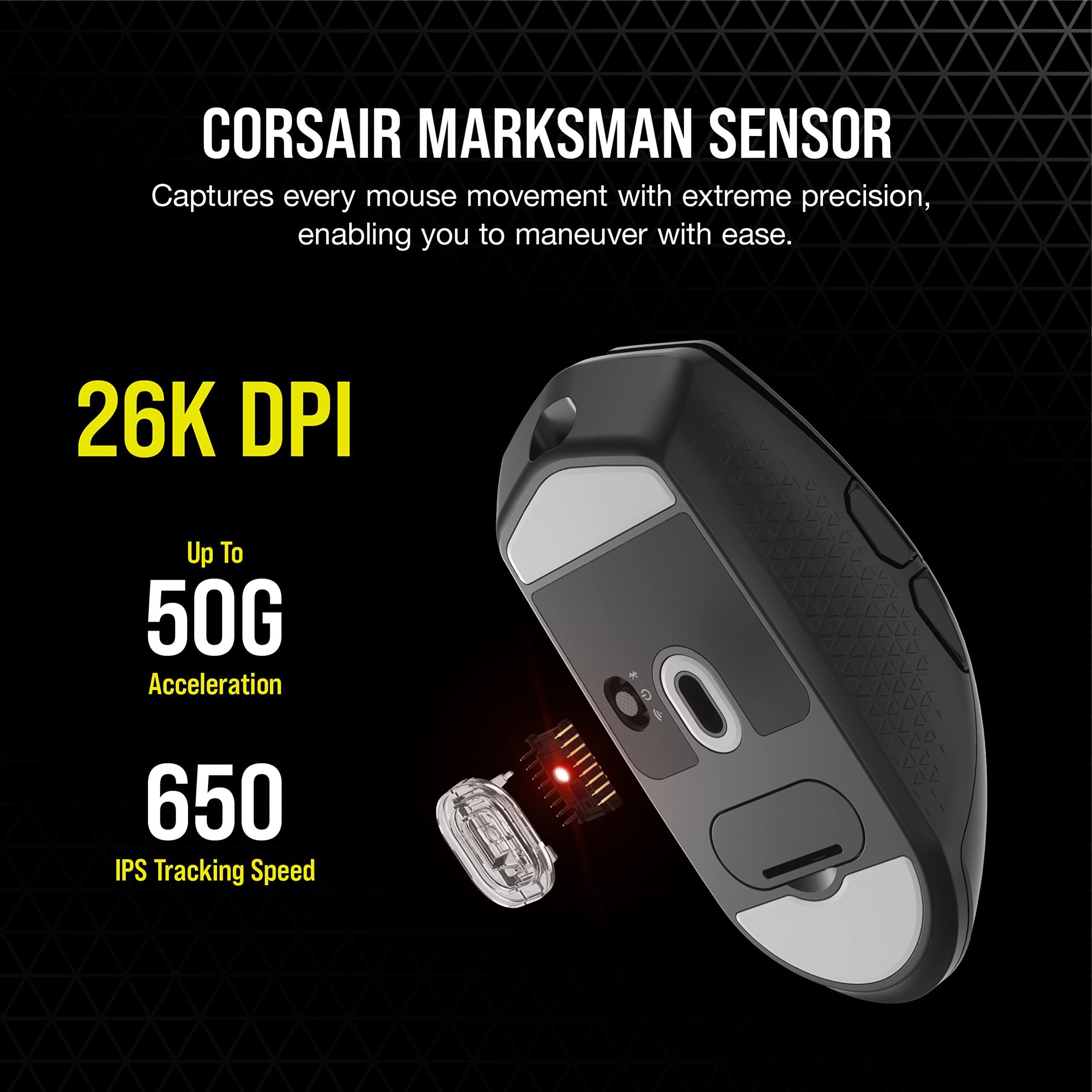 Corsair KATAR Elite Wireless Gaming Mouse - Ultra Lightweight, Marksman 26,000 DPI Optical Sensor, Sub-1ms Slipstream Wireless Connection, Up to 110 Hours of Rechargeable Battery Life - Black