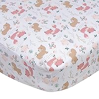 Gerber Baby Boys Girls Neutral Newborn Infant Baby Toddler Nursery 100% Cotton Fitted Bedding Crib Sheet, Woodland Critters White, 28