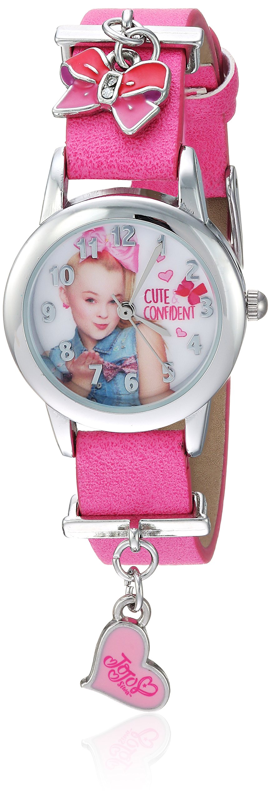 Accutime JoJo Siwa Girls' Analog-Quartz Watch with Leather-Synthetic Strap, Pink, 12 (Model: JOJ5002)