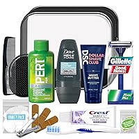 Men’s Super Deluxe, 16-Piece Kit with Travel Size TSA Compliant Essentials in Reusable Zippered Toiletry Bag