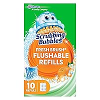 Scrubbing Bubbles Flushable Toilet Wand Refills, Fresh Brush Toilet Cleaner Refill Pads, Cleans Limescale & Fights Odors, Citrus Scent, 10 Count, Pack of 1