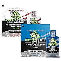 Ultra & Ultra Energized Pre Workout Shot Bundle with 1500mg Beta Alanine, Electrolytes 8g Protein Nano-Hydrolyzed Grass Fed Collagen, 10g Carbs, Berry, 1.2 oz Packets, 48 Pack