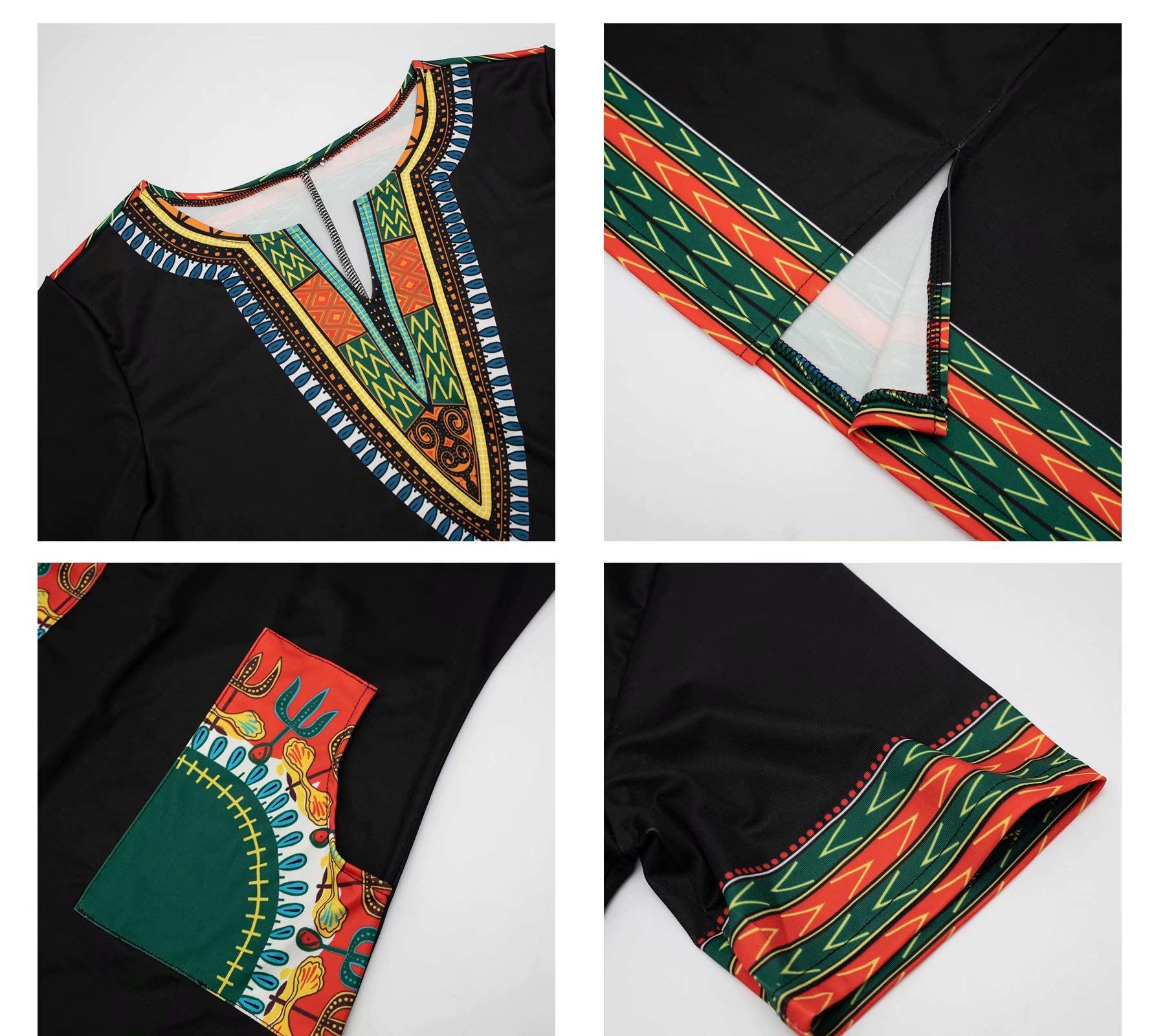 Women Bohemian V Neck African Printed Ethnic Style Summer Bodycon Shift Dress