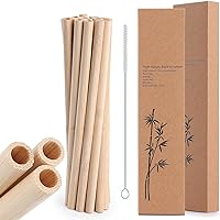 20 PCS Disposable Straws Reusable Bamboo Straws, 7.8 Inch Straws, Biodegradable Bamboo Straws Alternative to Plastic Straws, Include Cleaning Brush
