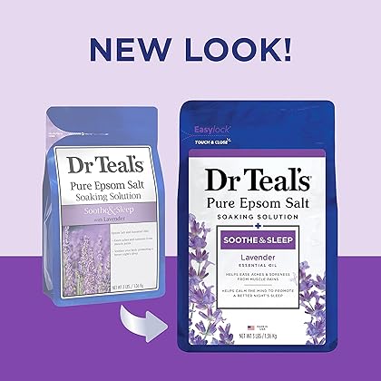 Dr Teal's Epsom Salt Soaking Solution, Soothe & Sleep, Lavender, 3lbs (Packaging May Vary)