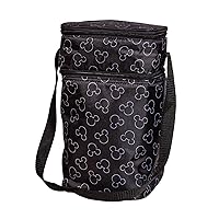 Disney Baby by J.L. Childress 6 Bottle Cooler - Baby Bottle & Food Bag - Ice Pack Included - 2 Compartments - Insulated & Leak Proof Bottle Bag - Breastmilk Cooler Bag for Travel - Mickey Black