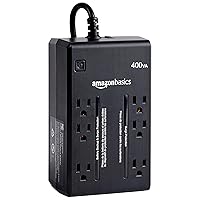 Amazon Basics Standby UPS 400VA 255W Surge Protector Battery Power Backup, 6 Outlets - Black