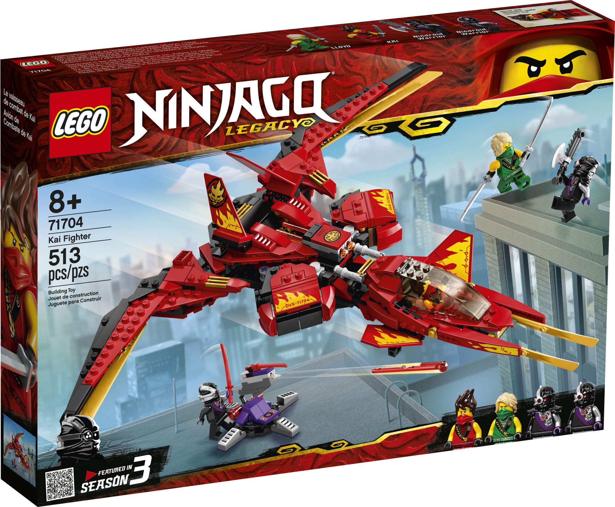LEGO NINJAGO Legacy Kai Fighter 71704 Building Set for Kids Featuring Ninja Action Figures (513 Pieces)