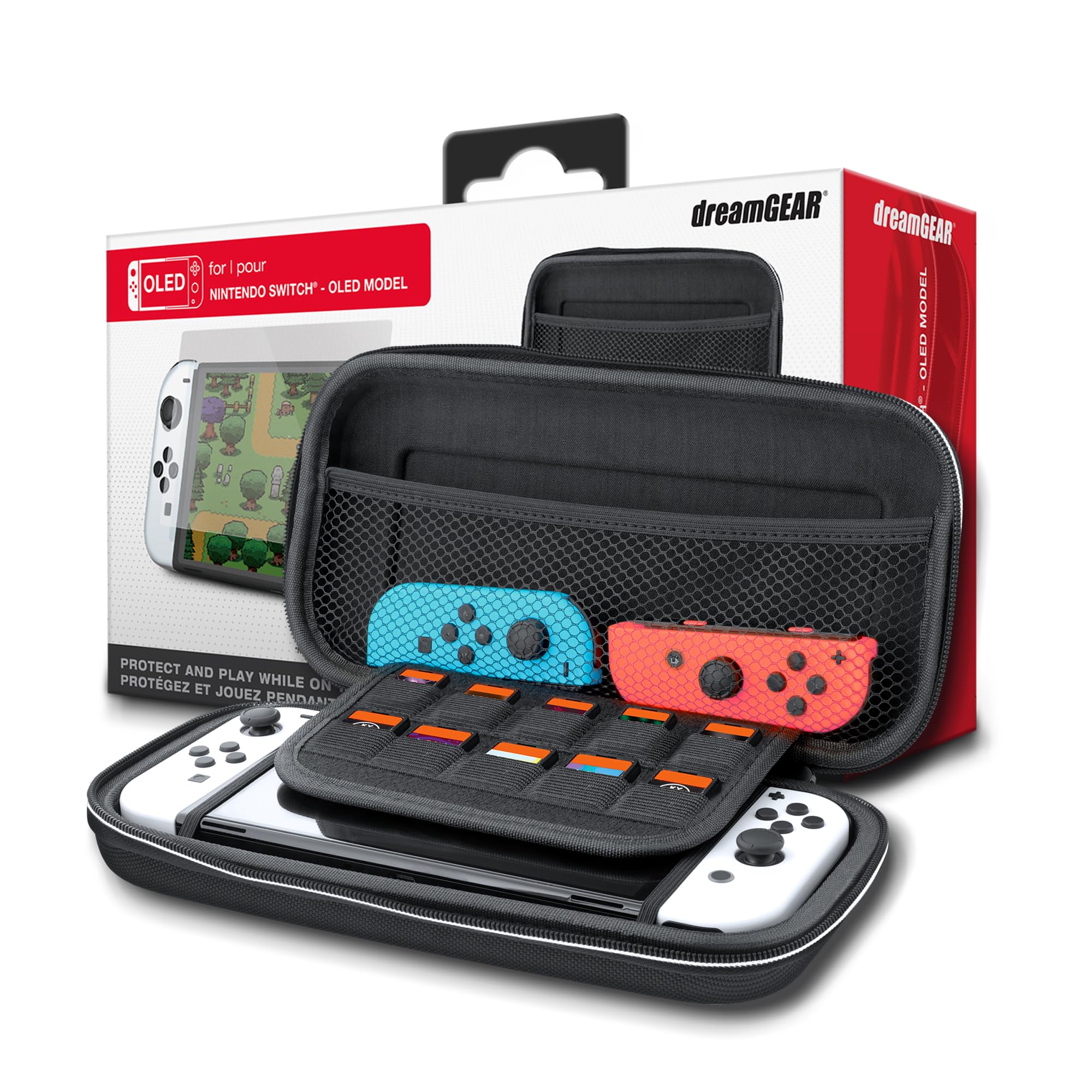 dreamGEAR Guardian Pack for Nintendo Switch OLED: Protective Hard Portable Travel Carry Case, Screen Protector, Compatible with Nintnedo Switch and Switch OLED