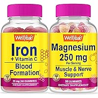 Iron+Vitamin C + Magnesium Citrate 250mg, Gummies Bundle - Great Tasting, Vitamin Supplement, Gluten Free, GMO Free, Chewable Gummy