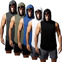 GYM REVOLUTION Men's Workout Sleeveless Shirts Muscle Hooded Tank Gym Fitness Quick Dry Sleeveless Hoodies