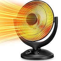 Kismile Oscillating Parabolic Space Heater with Thermostat and Timer, Radiant Dish Heater with Tip-Over and Overheating Protection For Indoor Use, 400W/800W
