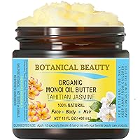 Organic MONOI OIL BUTTER TAHITIAN JASMINE Pure Natural Virgin Unrefined RAW 16 Fl. Oz.- 480 ml for FACE, SKIN, BODY, DAMAGED HAIR, NAILS