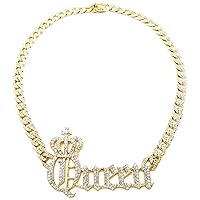 Queen 19 Inch Long Necklace with Crystal Rhinestones (GOLD COLOR NECKLACE)