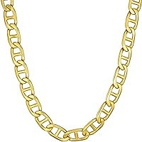 LIFETIME JEWELRY 6mm Mariner Link Chain Necklace for Women & Men 24k Gold Plated