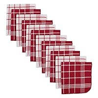 DII Waffle Weave Kitchen Collection, 100% Cotton, Dishcloth Set, Red 12 Piece