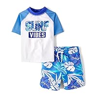 The Children's Place Boys' and Toddler Short Sleeve Rashguard and Bottoms
