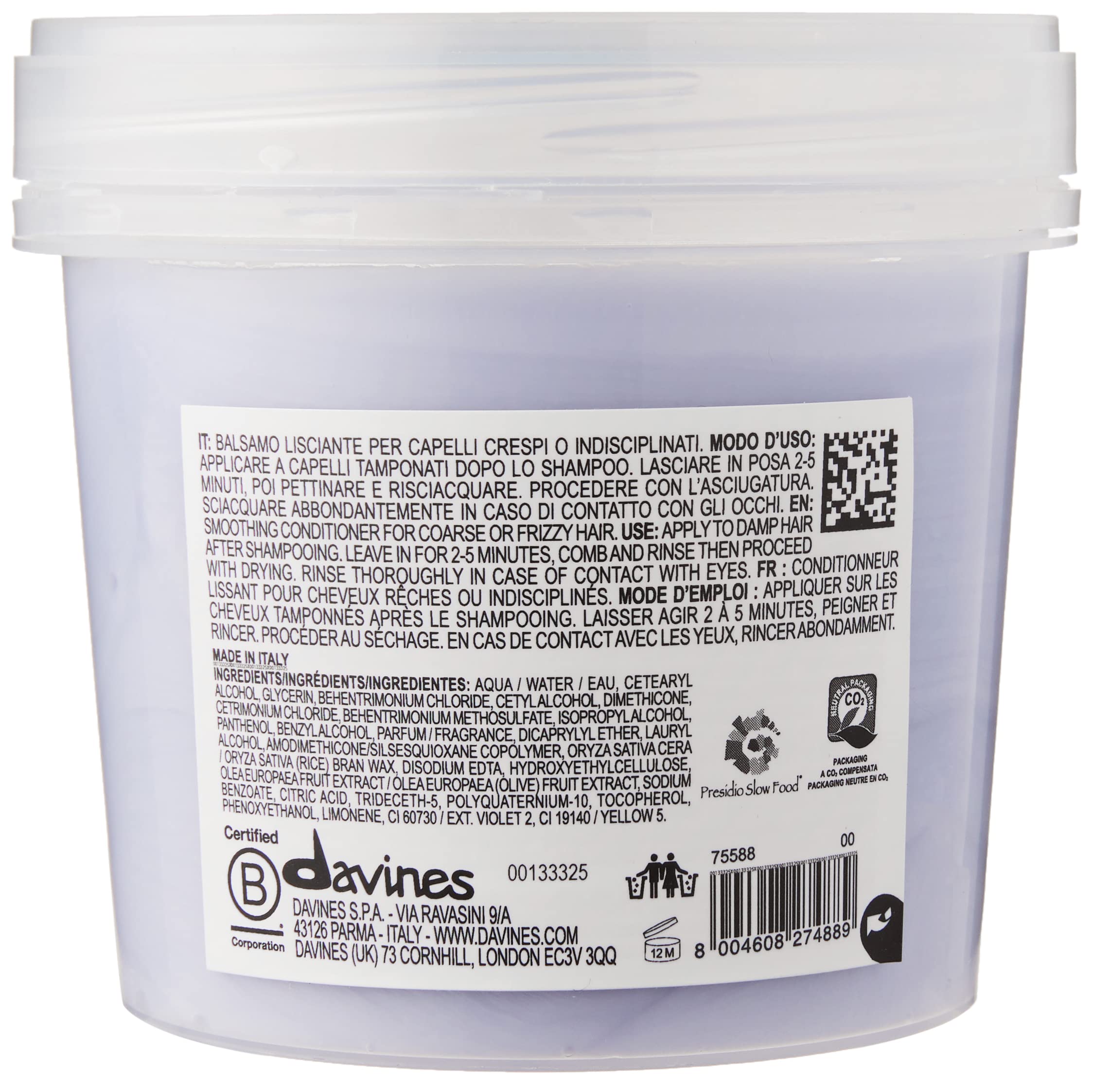 Davines LOVE Smoothing Conditioner, Smoothing Formula for Frizzy or Coarse Hair, Soften and Nourish