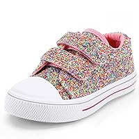 K KomForme Toddler Sneakers for Boys and Girls Cartoon Dual Hook and Loops Sneakers Baby Canvas Shoes