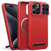 for iPhone 15 Pro Max Case Compatible with MagSafe, Built-in Stand & Slide Camera Cover, Military-Grade Protection Magnetic Protective Rugged Hard Case for iPhone 15 Pro Max 6.7