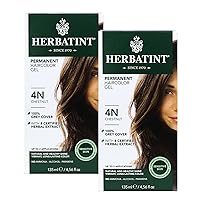 Permanent Haircolor Gel, 4N Chestnut, Alcohol Free, Vegan, 100% Grey Coverage - 4.56 oz - 2 Pack