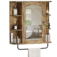 Bathroom Cabinet Medicine Cabinet Organizer, Wall Mounted Bathroom Cabinet with Mirror Door and Removable Shelf for Bathroom Living Room Laundry Bedroom, Brown