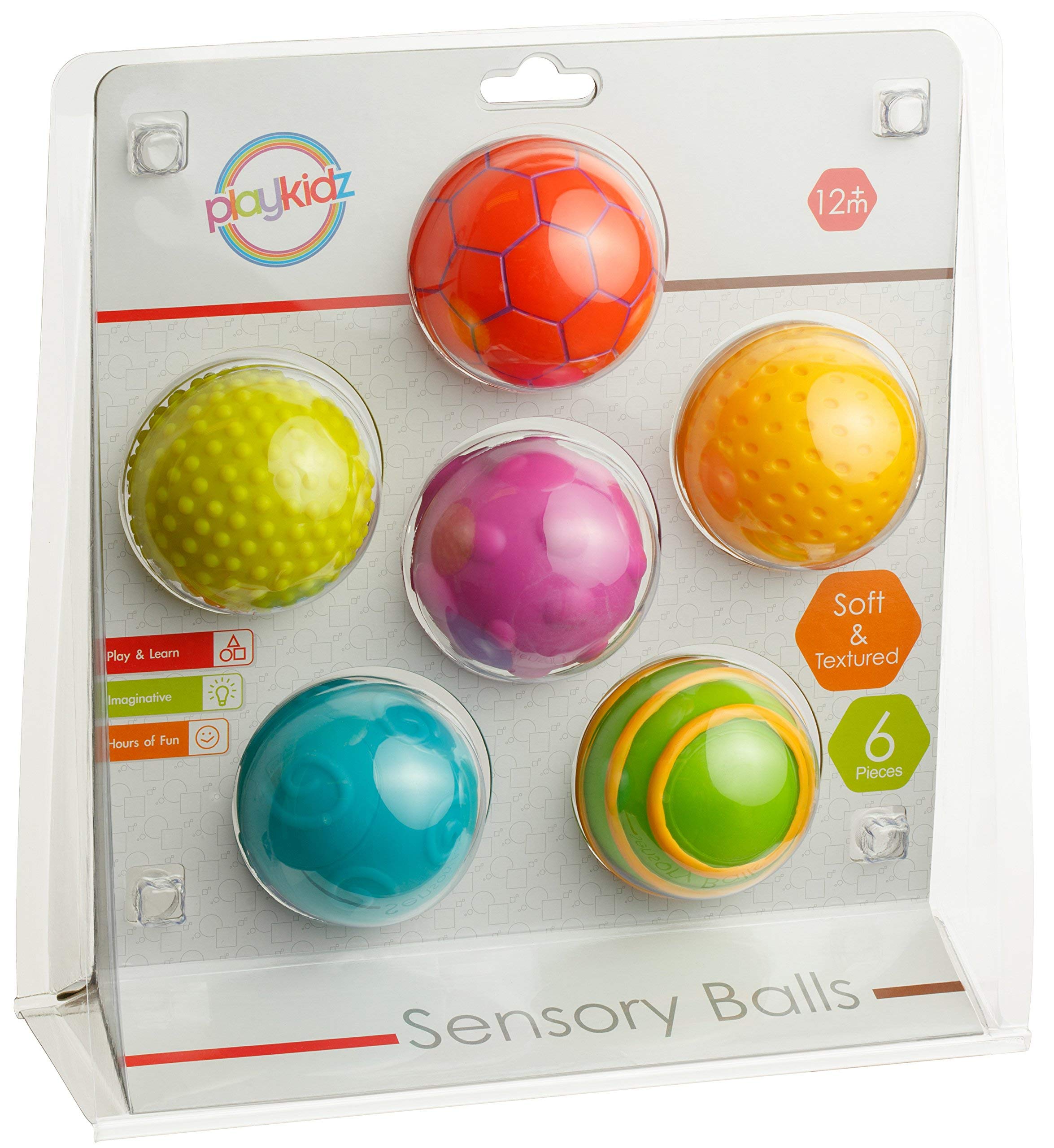 Playkidz Sensory Balls for Baby, Soft & Textured Balls for Babies & Toddlers, Super Durable 6 Pack, Stress Relief Toy for Kids & Sensory Balls for Toddlers