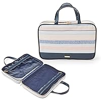 Conair Makeup Bag - Travel Toiletry Bag - Cosmetic Bag- Travel Makeup Bag - Perfect for Vacations - Weekender Shape - Pastel Striped Canvas