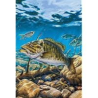 Toland Home Garden 119842 Smallmouth Bass Pond Fish Flag 12x18 Inch Double Sided for Outdoor Fishing House Yard Decoration