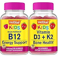 Vitamin B12 Kids + Vitamin D3+K2 Kids, Gummies Bundle - Great Tasting, Vitamin Supplement, Gluten Free, GMO Free, Chewable Gummy