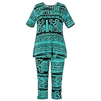 Jostar Women's 2 Piece Set – Plus Size Short Sleeve T Shirts Top and Capri Pants with Side Slit Stretchy Casual Outfit
