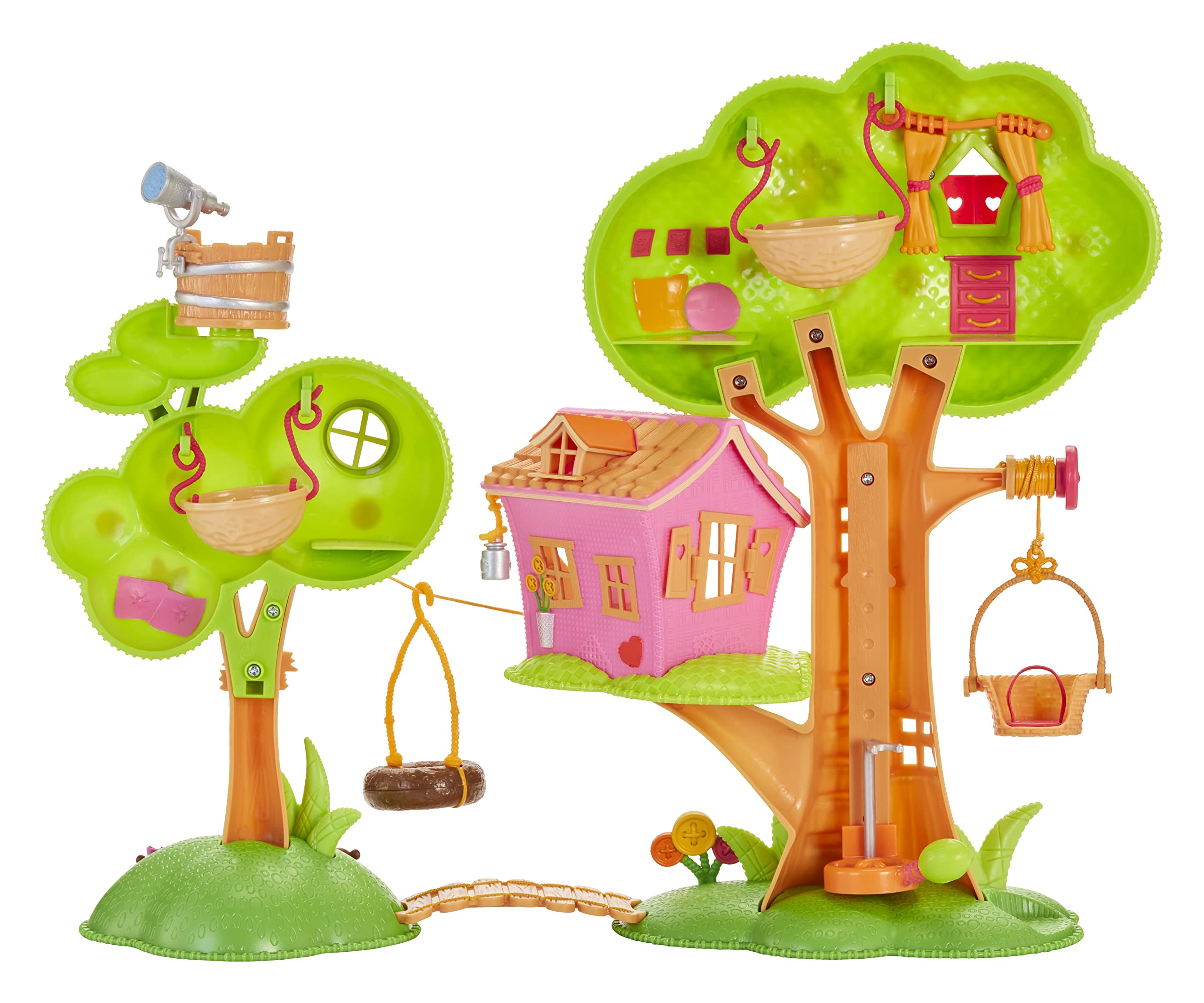 Lalaloopsy Mini Treehouse Playset with 2 Dolls, 2 Pets, and 18+ Accessories, Tire Swing, Zipline, Hammocks, Clubhouse, Artist Spot Splatter Splash™ & Pirate Patch Treasurechest™
