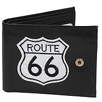 Men's Route 66 Genuine Leather Wallet Bi Fold Black
