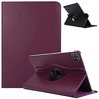 Case for iPad Pro 12.9-inch 6th/5th/4th Generation (2022/2021/2020 Release), Techcircle Slim Folio Rotating Stand Case [Support Apple Pencil Charging] Auto Wake/Sleep PU Leather Smart Cover, Purple