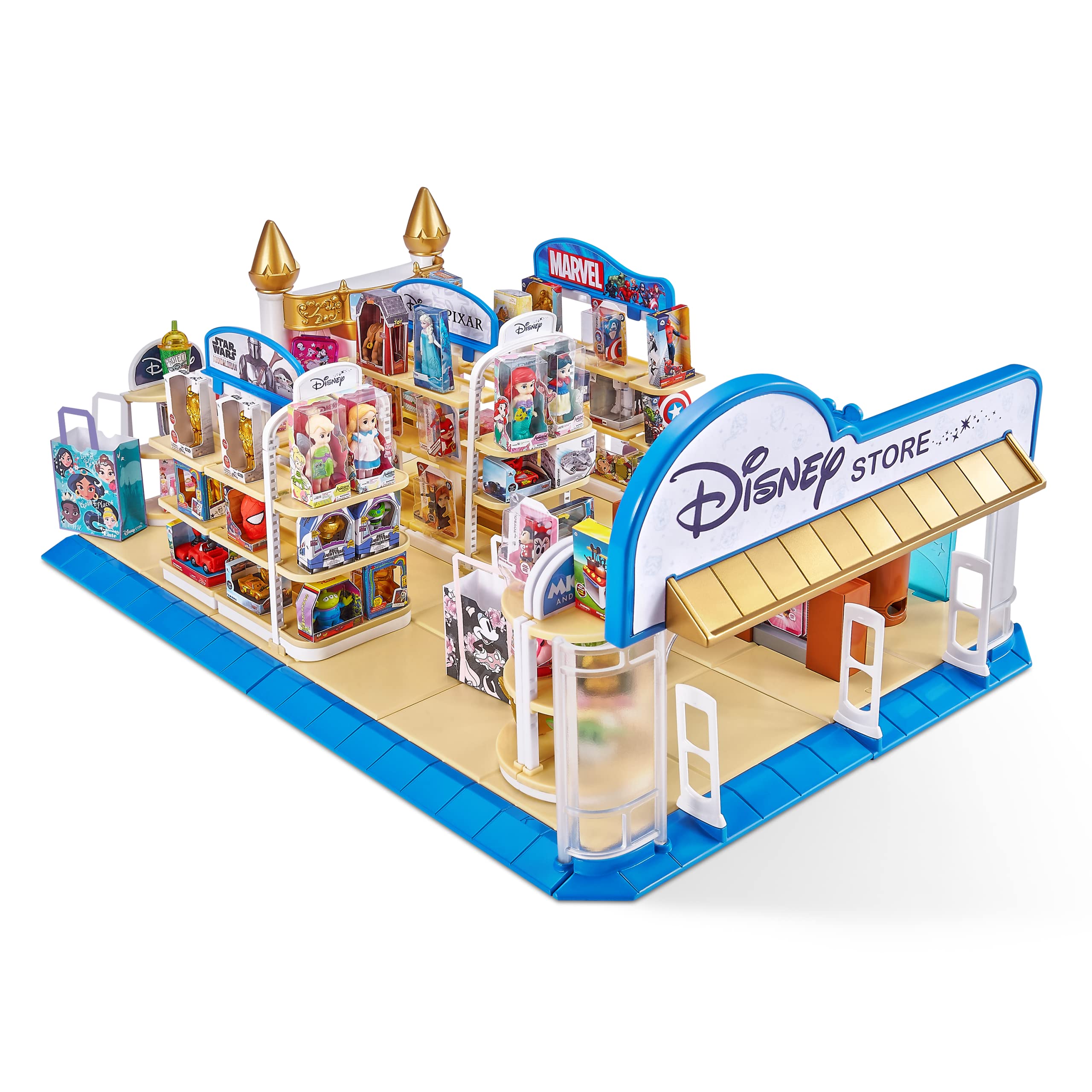 5 Surprise Mini Brands Disney Toy Store Playset by Zuru - Includes 5 Exclusive Mystery Mini's, Store and Display Mini Collectibles for Kids, Teens, and Adults