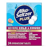 ALKA-SELTZER PLUS Severe,Cold & Cough Medicine for Adults,PowerFast Fizz Citrus Effervescent Tablets,Fast Relief of Headache,Sore Throat,Cough,Nasal & Sinus Congestion 24 Count, Packaging May Vary