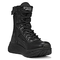 Tactical Research MAXX 8Z 8” Ultra-Cushioned Maximalist Black Tactical Boots for Men with Zipper - Designed for Police, EMS, and Security with Slip-Resistant Vibram Outsole