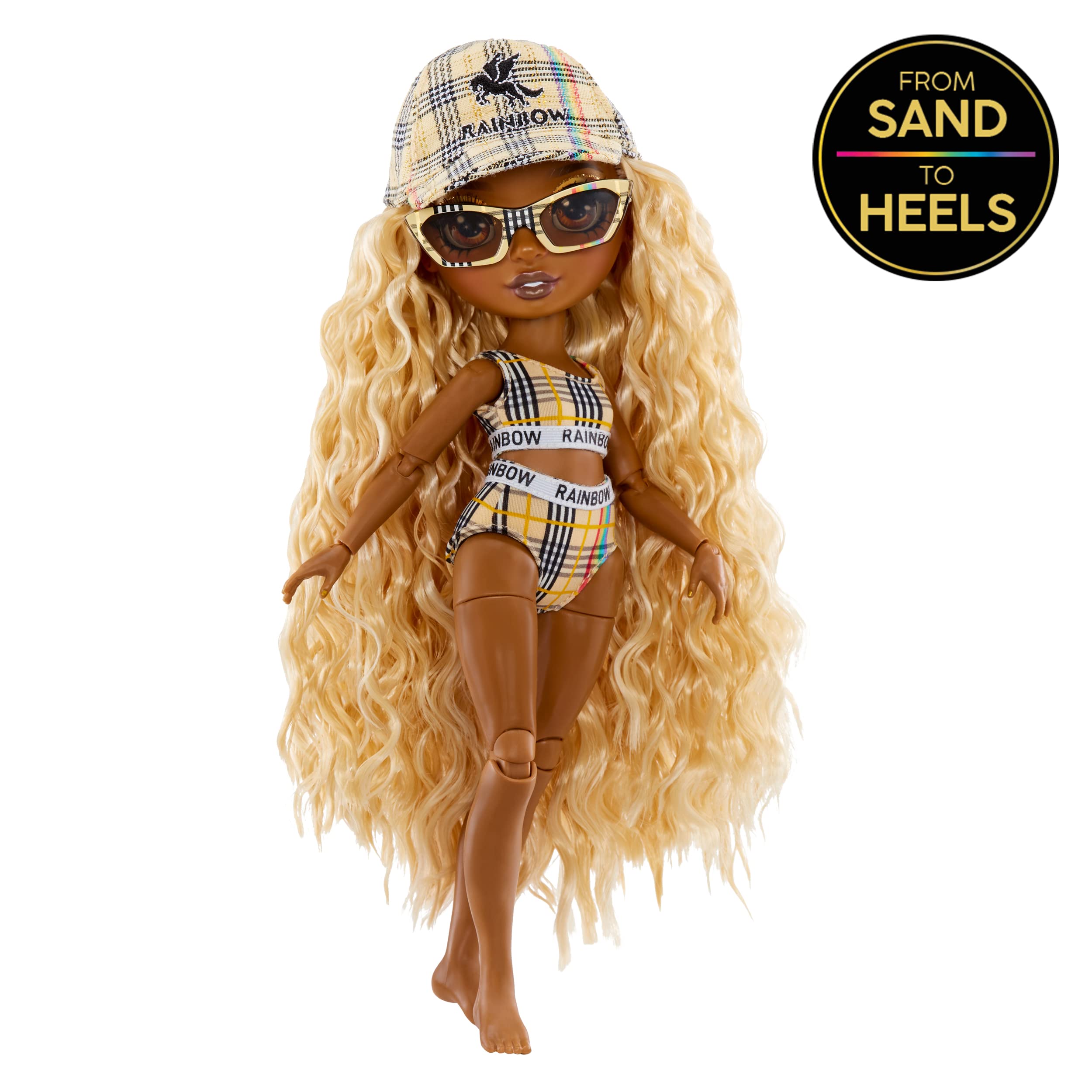 Rainbow High Pacific Coast Harper Dune- Sand (Light Yellow) Fashion Doll with 2 Designer Outfits, Pool Accessories Playset, Interchangeable Legs, Toys for Kids, Great Gift for Ages 6-12+ Years