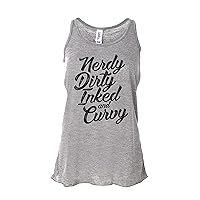 Funny Womens Gym Tanks Nerdy Dirty Inked and Curvy Royaltee Workout Shirts