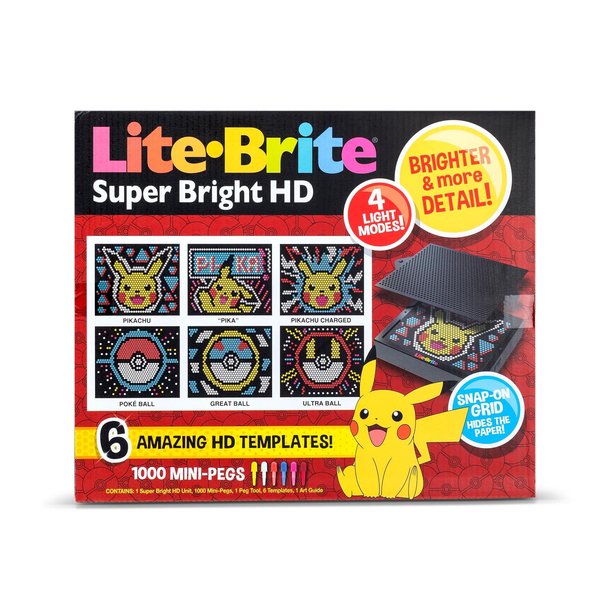 Lite-Brite Super Bright HD, Pokemon Edition - Create Art with Light, Enhances Creativity, Gift for Boys and Girls Ages 6+