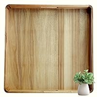 Large Square Wood Tray for Big Ottoman Coffee Table, 22