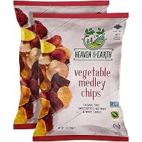 Heaven & Earth Veggie Chips, Vegetable Medley chips, 5oz (2 Pack) Gluten Free, Non GMO